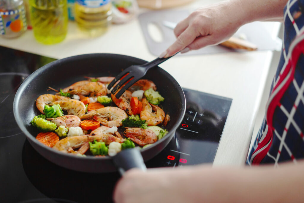 cooking on induction cooktop
